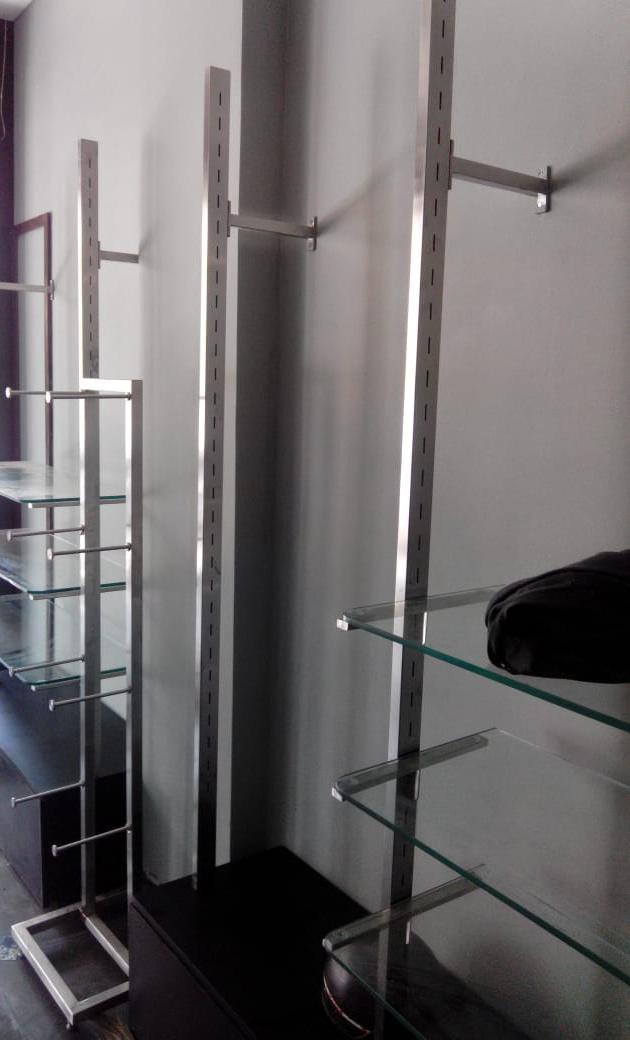 Display fixture detail, Mufti retail showroom, Kundli, during installation